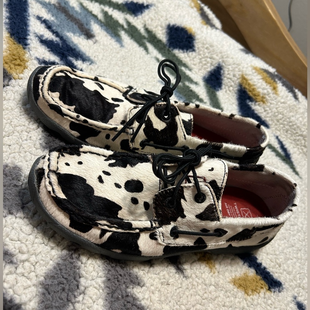 Twisted X cow print mocs